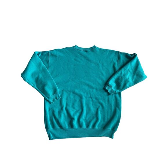 Vintage Walter Anderson cat  print oversized teal sweatshirt - Picture 2 of 5